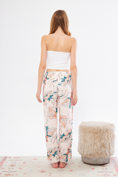 Berrak Orange and Flower Figured 100% Cotton Elegant Single Women's Pajama Bottoms