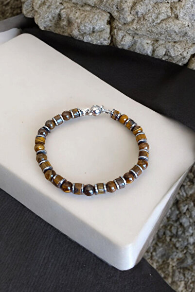 MGA DOĞAL TAŞ Kaplan Göz Bileklik Hematit Bileklik  Bileklik Mıknatıs klipsli...