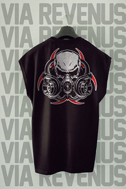 Vordevia Crna sportska majica - Turbo lubanja Štampano , bez rukava