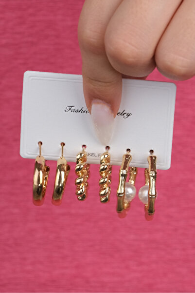 Jack Ferrero Kadın Çelik Renk Atmaz 6 Lı Küpe Modeli ( En Benzer Gönderilecek...