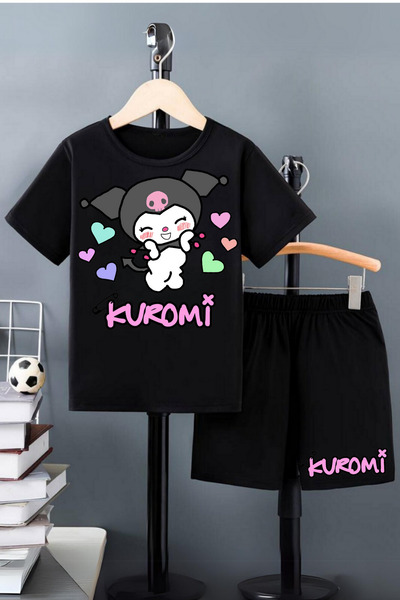 NoVibe طقم تي شيرت وشورت قطني مطبوع للأطفال من كورومي