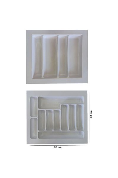 GörSeç Set de 2 55x49 Cm - Organizator alb pentru boluri și tacâmuri, tăiat în E 48x40 Cm