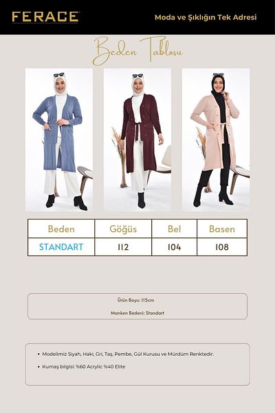 Ferace Γυναικεία Ζακέτα Hijab Πλεκτά Πλεκτά Μαύρα με μακρύ λαιμόκοψη με μοτίβο οργάνων