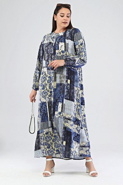 Ferace Φόρεμα Hijab Boydan Viscose Plus Size Φόρεμα Indigo