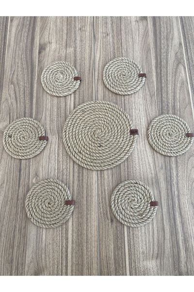 GörSeç Trivet and Coaster Candle Bottom Dowry Set Jute Rope Wicker Service Pot Teapot Bottom Fireproof