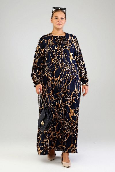 Ferace Φόρεμα μεγάλου μεγέθους Hijab Viscose Plus Size Φόρεμα Navy Blue
