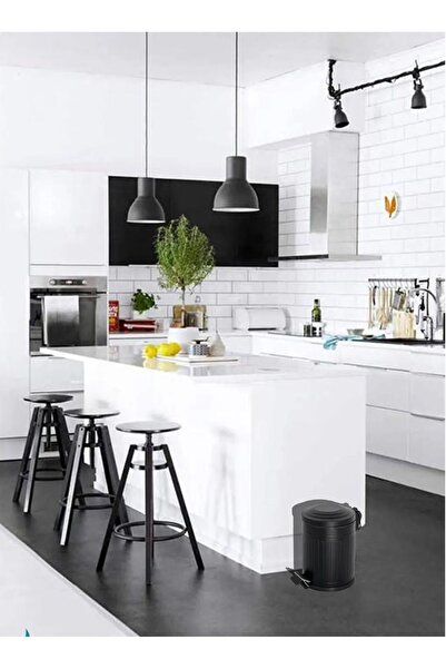 GörSeç Vintage Series 3 Liter Vintage Black Dustbin with Shock Absorber Lid Pedal Bathroom Kitchen Toilet