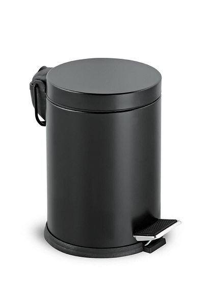 GörSeç Coș de gunoi din metal negru de 3 litri - cu pedală, pentru baie, toaletă și bucătărie pe balcon