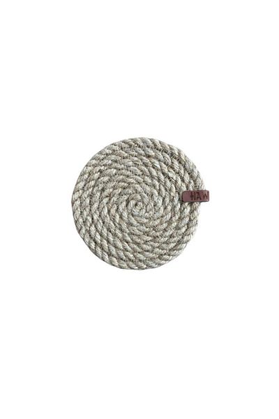 GörSeç Decorative Glass Beverage Candle Coaster 4 Pieces Natural Jute Straw Rope Knitted Presentation Dowry Set