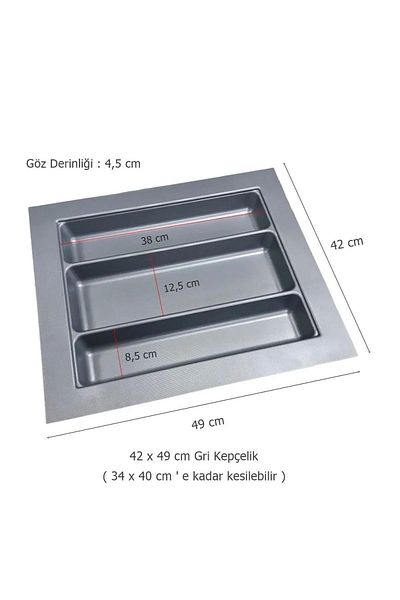 GörSeç 42x49 Micro ανάγλυφο μοτίβο γκρι ντουλάπα Organizer Πλάτος κουταλιού 40 Μήκος μπορεί να κοπεί έως και 40 cm