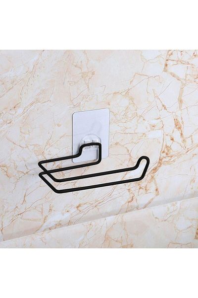 Alper Banyo Strong Adhesive Modern Design Toilet Paper Holder-Toilet Paper Holder Black