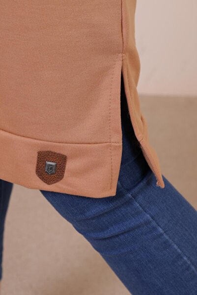 Ferace Long Tan Large Size Women's Hijab Tunic - Two Thread