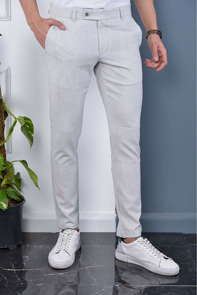 GörSeç Ανδρικό υφασμάτινο παντελόνι Stone Color Italian Cut Slimfit