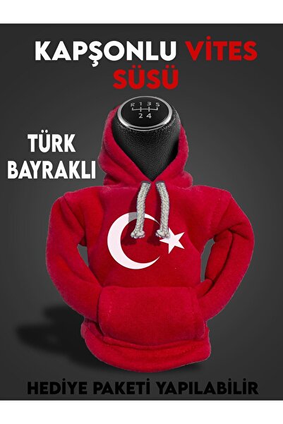 CARSNBOYS Türk Bayraklı Hediyelik Kapşonlu Vites Aksesuarı, Vites Poları, Vites Süsü Vites Hoodie