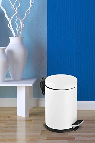 GörSeç 30 Litre Beyaz Çöp Kovası Paslanmaz Pedallı Çöp Kutusu Ayaklı 30 Lt Ofis Lüks Mutfak Bahçe Kovası