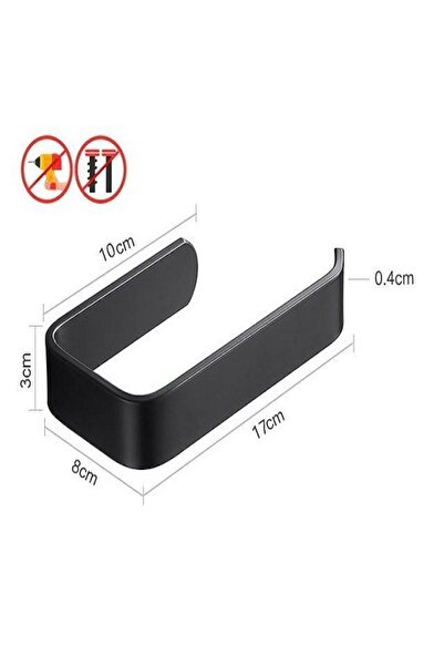 Alper Banyo Yapışkanlı Lüks Tasarım Lamalı Tuvalet Kağıtlığı Siyah