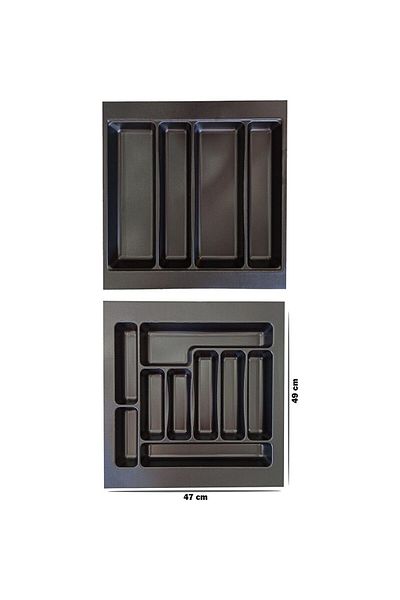 GörSeç 47x49 cm Organizer - Σετ 2 μαύρων μαχαιροπήρουνων και μαχαιροπήρουνων (E Μπορεί να κοπεί 45x40 cm)