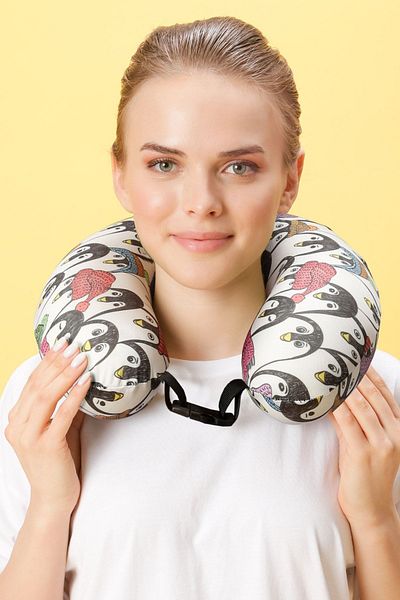 Viscofoam Orthopedic Travel Pillow - Colorful Visco Neck Pillow - Penguin/l