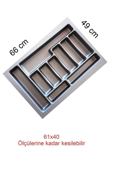 Tempo Γκρι συρτάρι 66x49 cm - Organizer μαχαιροπήρουνων, δυνατότητα κοπής 60/40