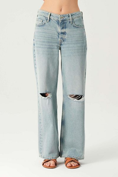 CROSS JEANS Light Blue Buttoned Jean Trousers - Loose Fit, String Cut C 4934-016