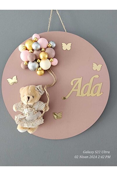 HD Different Bubble Uçan Balon Ayıcıklı Yuvarlak Mdf Pano