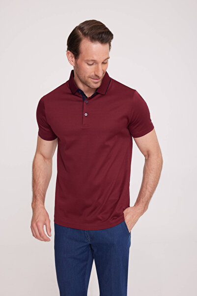Ysf Men's Claret Red Polo Neck T-Shirt