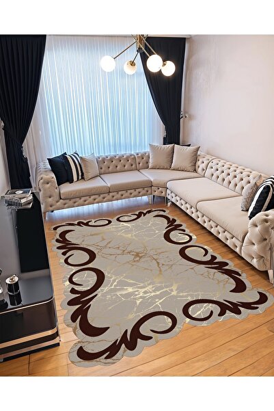 YTR HOME Dijital Baskı Yıkanabilir Kaymaz Taban Dekoratif Salon Mutfak Halısı...
