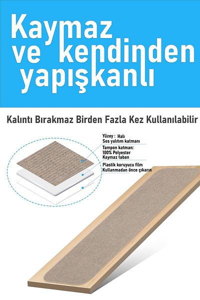 Stepmat Halifleks Stair Step Mat - Non-Slip Base, Rip Carpet, Milky Brown