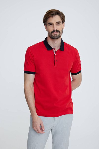 Ysf Men's Red Polo Neck T-shirt