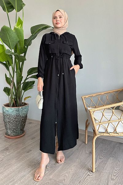 InStyle أيروبين أسود - قبعة برباط بجيب مزدوج