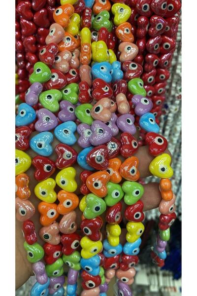 ella'nın çarşısı Seramik Kalp Nazar Boncuğu .kolye, Bileklik Ve Hobi Malzemel...