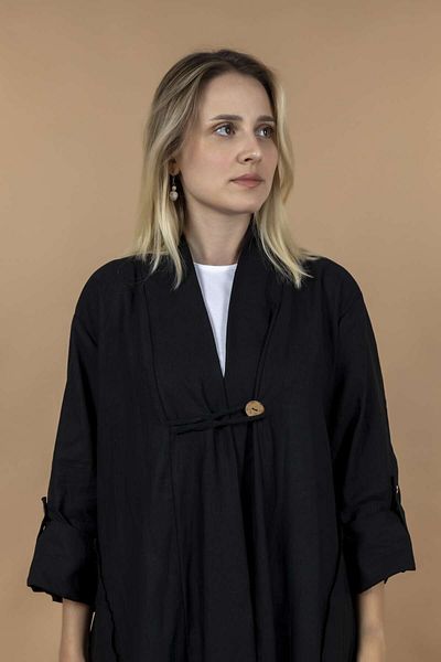 SARE ERKMEN Black Large Size Kimono