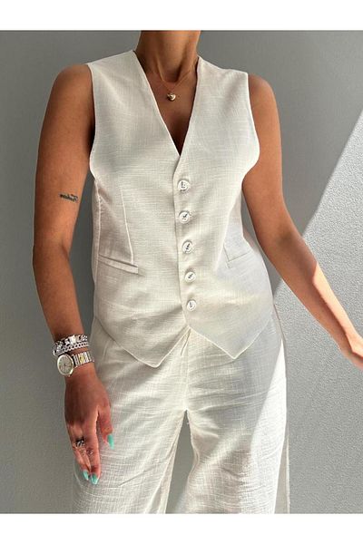 YouLikeButik Linen Set - Vest and Lined Set