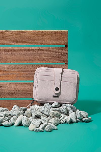 Grande 739 Genuine Leather Horizontal Card Holder with Zipper and Snap Fasteners Arsel Powder