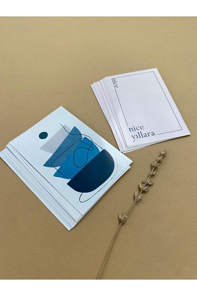 carton box Blue Patterned Greeting Card 100 Pieces