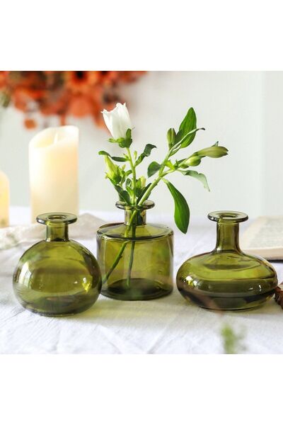 Miniminti Segona Mini 3lü Cam Vazo Seti - Yeşil