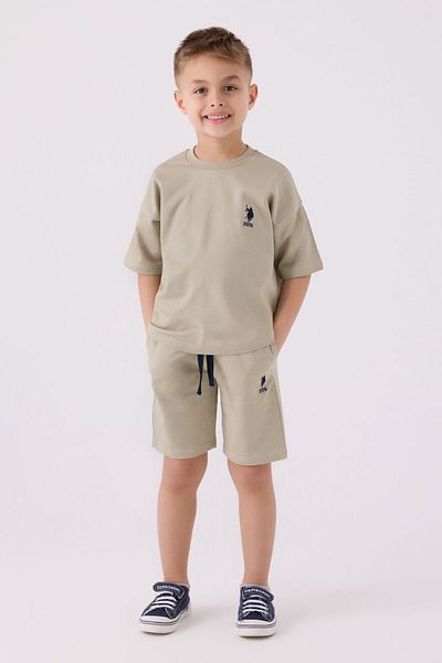 U.S. Polo Assn. Chlapecký khaki bermudský oblek