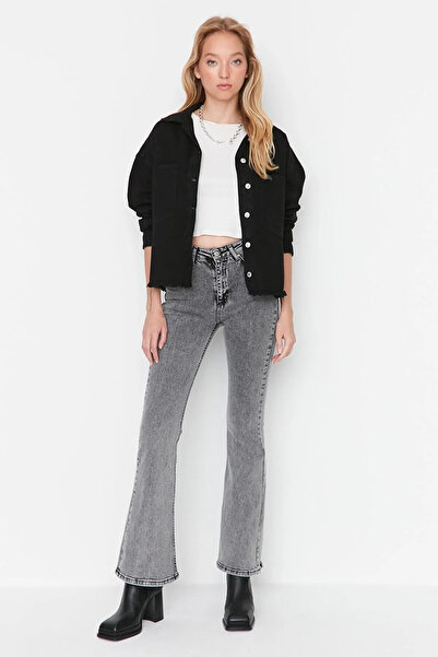 TRENDNATUREL Zoe Liana Smoked Flare Jeans High Waist Flare Jeans Comfortable (Extra Comfortable) Drv