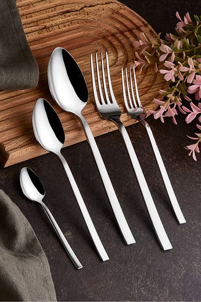 Zagori 30 Piece Natural Cutlery Set Flat Model for 6 People