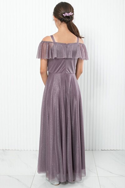 SUBU TASARIM Βραδινό φόρεμα λιλά Glitter Strappy - MDV938
