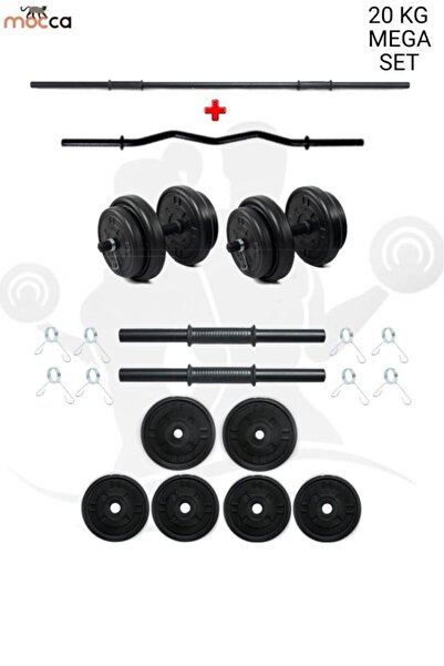 Mocca Style 20 Kg Z-barlı Megaset Halter Seti Ve Dambıl Seti Ağırlık Fitness Seti