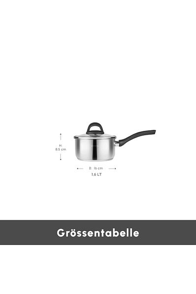 Karaca Gastro Milchtopf, 16 Cm - Edelstahl 304, 1,6 Liter, Induktionsgeeignet