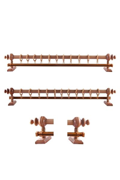 MGEHOME Meşe Tek Raylı Ahşap Rustik Perde Askısı 200 Cm