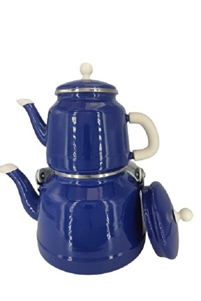 ALEV Alv 1844 Emaye Çaydanlık Takımı Viintage Orta Lacivert