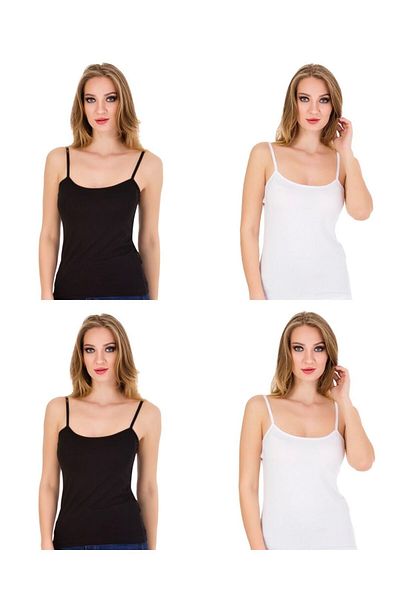 Yaldızlı 4-Piece String Strap Black and White Athlete Set
