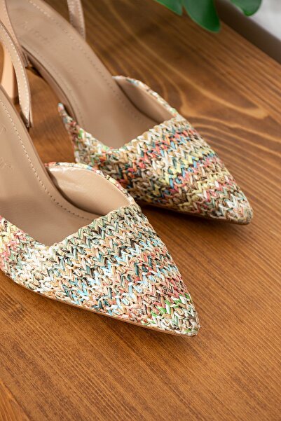 Katrina shoes Kadın Hasır Ayakkabı Topuklu Arkası Acık