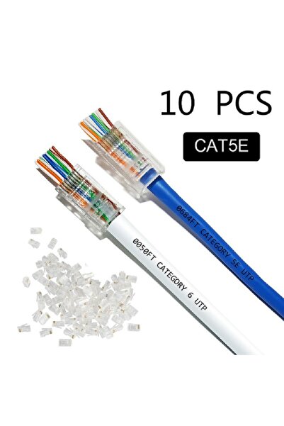 ATAELEKTRONİK 10 ADET - Yeni Nesil Jak Cat5 Cat6 CAT7 Rj45 Jack X10 Konnektör...