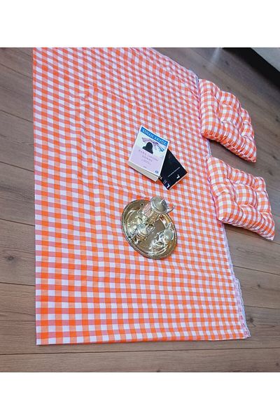 Marin Tasarım Evi ORANGE 2 Pieces Picnic Cloth Set - 40x40 Cushion 170x130 Table Cloth