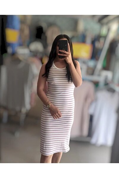 Sublime Butik Rochie de damă sport fără mâneci cu dungi albe