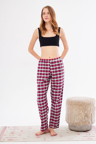 Berrak Women's Elegant Checkered Colored Cotton Pajama Bottoms